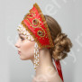 Кокошник Отрада, красный с серебром - фото 2